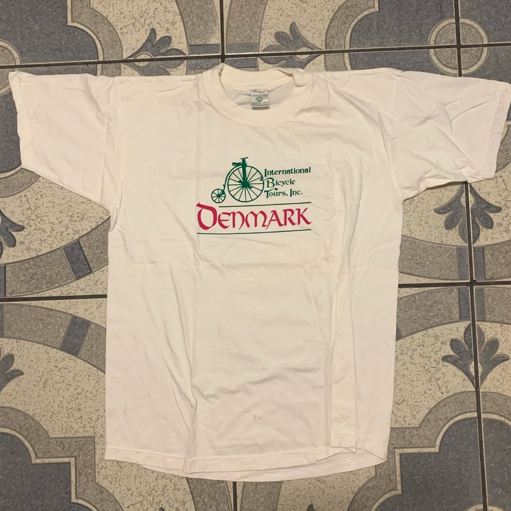 Vintage Denmark International Bicycle Tours Tee L